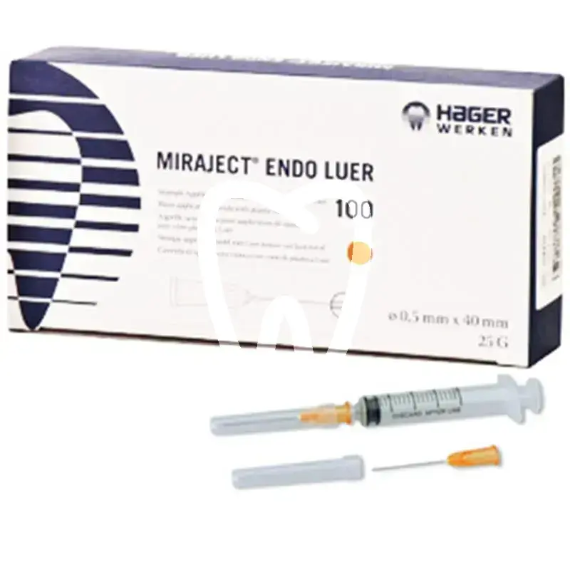 Aiguilles  miraject endo luer 25g (0,5x40mm.) usage unique hager&werken