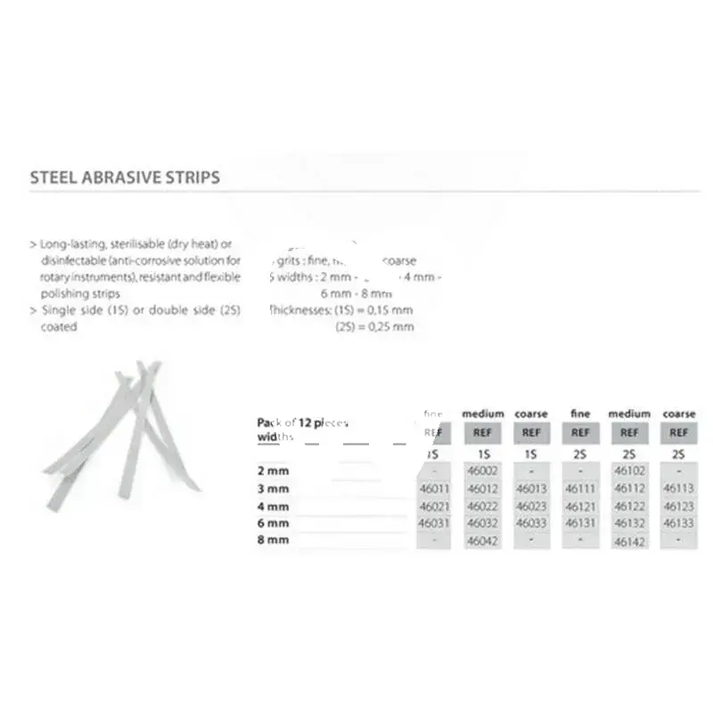 Bandes abrasives en acier, 2mm, moyen, 1s matériel de polissage produits dentaires