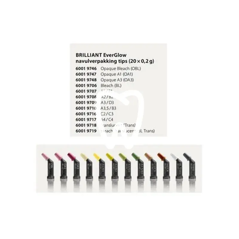 Brilliant everglow® capsule coltene – composite universel submicronique hybride, 20 × 0,2 g ou regular kit ou system tips kit composites et accessoires coltene