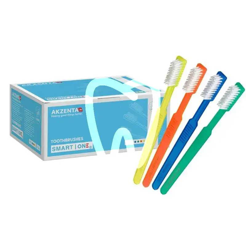 Brosses à dent assort. avec dentifrice 100pcs prévention akzenta