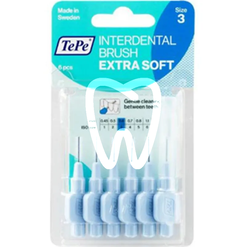 Brossette interd. extra soft 0,6mm bleu, 6pcs prévention tepe