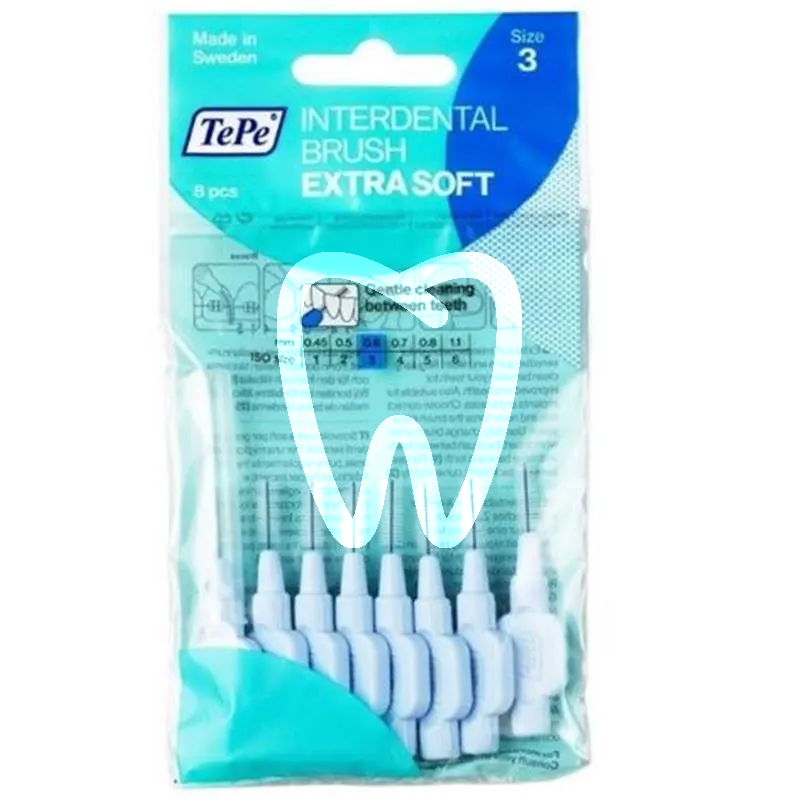 Brossette interd. extra soft 0,6mm bleu, 8pcs prévention tepe