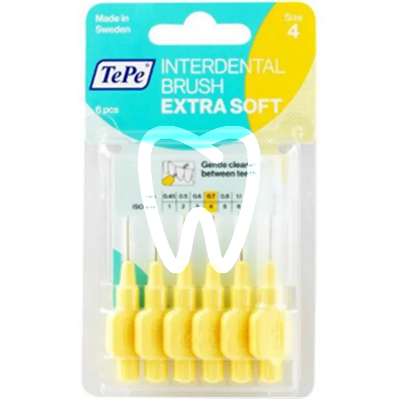 Brossette interd. extra soft 0,7mm jaune, 6pcs prévention tepe