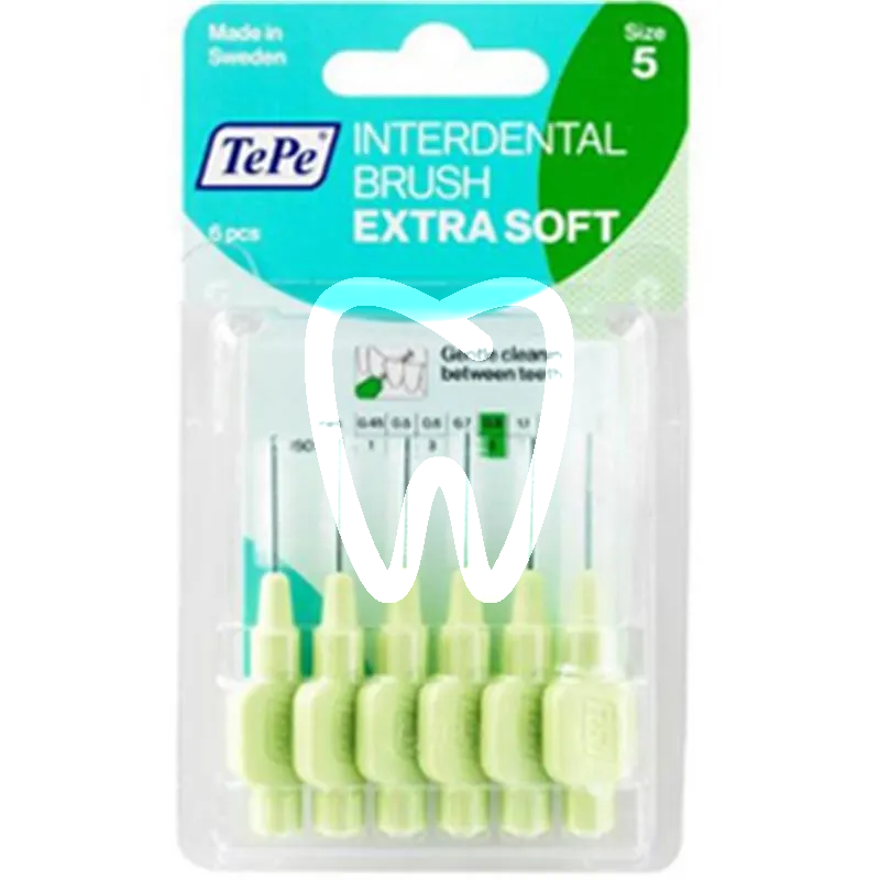 Brossette interd. extra soft 0,8mm vert, 6pcs prévention tepe