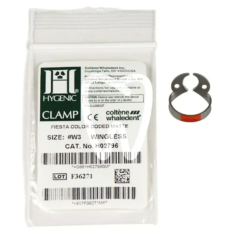 Clamp sans ailettes w3 petite molaire orange digue hygenic