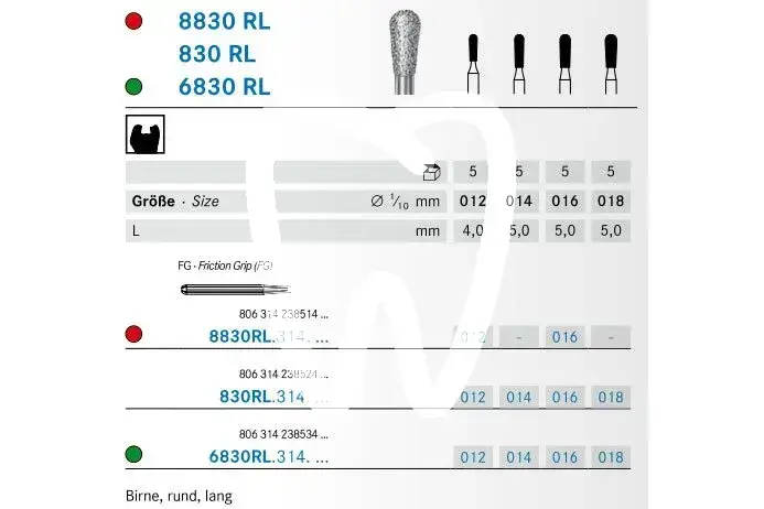 Dia 830rl/014 fg x5st - 830rl.314.014 fraises komet