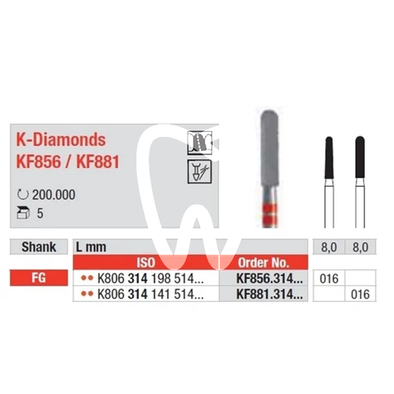 Diamant kf856/016 x5pcs fraises edenta