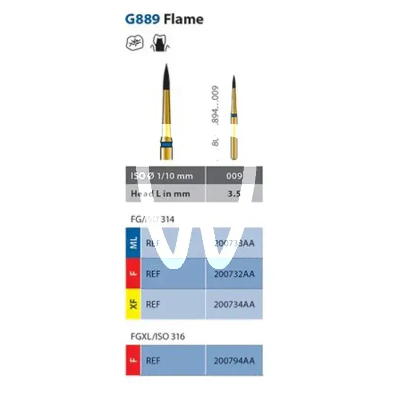 Diatech diamant fg 889.009 3,5xf 5st fraises coltene