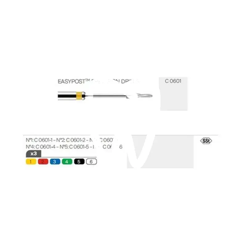 Easypost/fiberpost fraise #4 vert, 3pcs tenons et pivots dentsply sirona