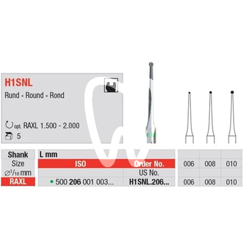 Endo fraise h1snl ra xl 008 x5pcs endodontie edenta
