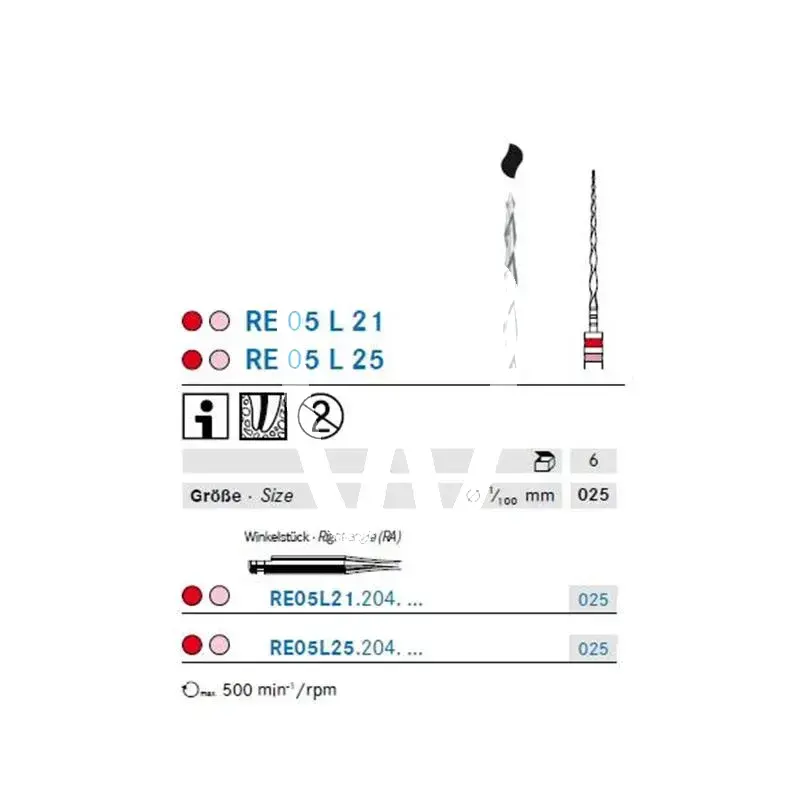 Endo restart file 025/05 21mm. x6st. - re05l21.204.025 instruments komet