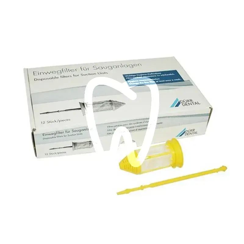 Filtres aspiration jaunes pour support de canules, 12 pcs cabinet durr