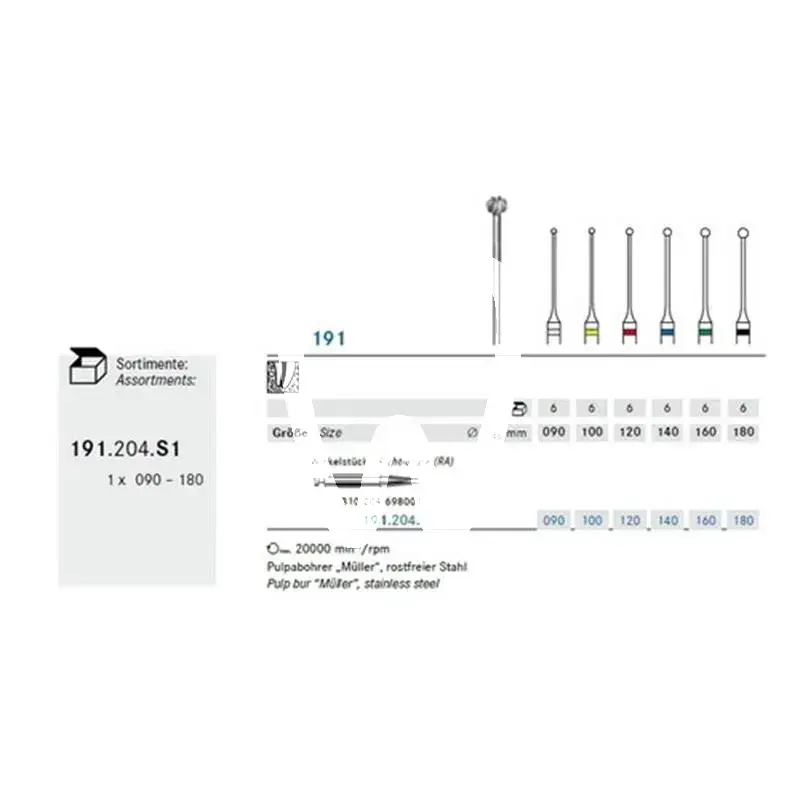 Foret 191/140 ra x6st. - 191.204.140 endodontie komet