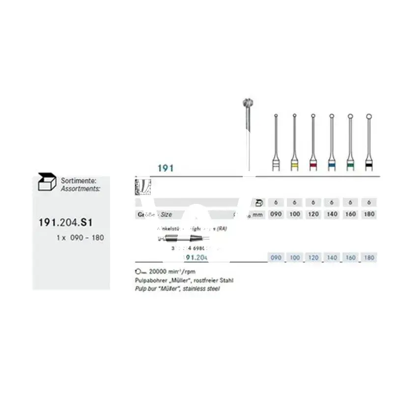 Foret 191/180 ra x6st. - 191.204.180 endodontie komet