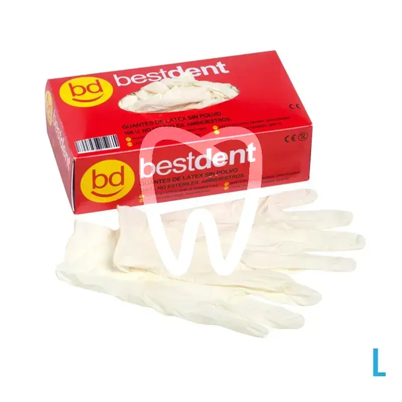 Gants latex non-poudres, 100pcs usage unique bestdent