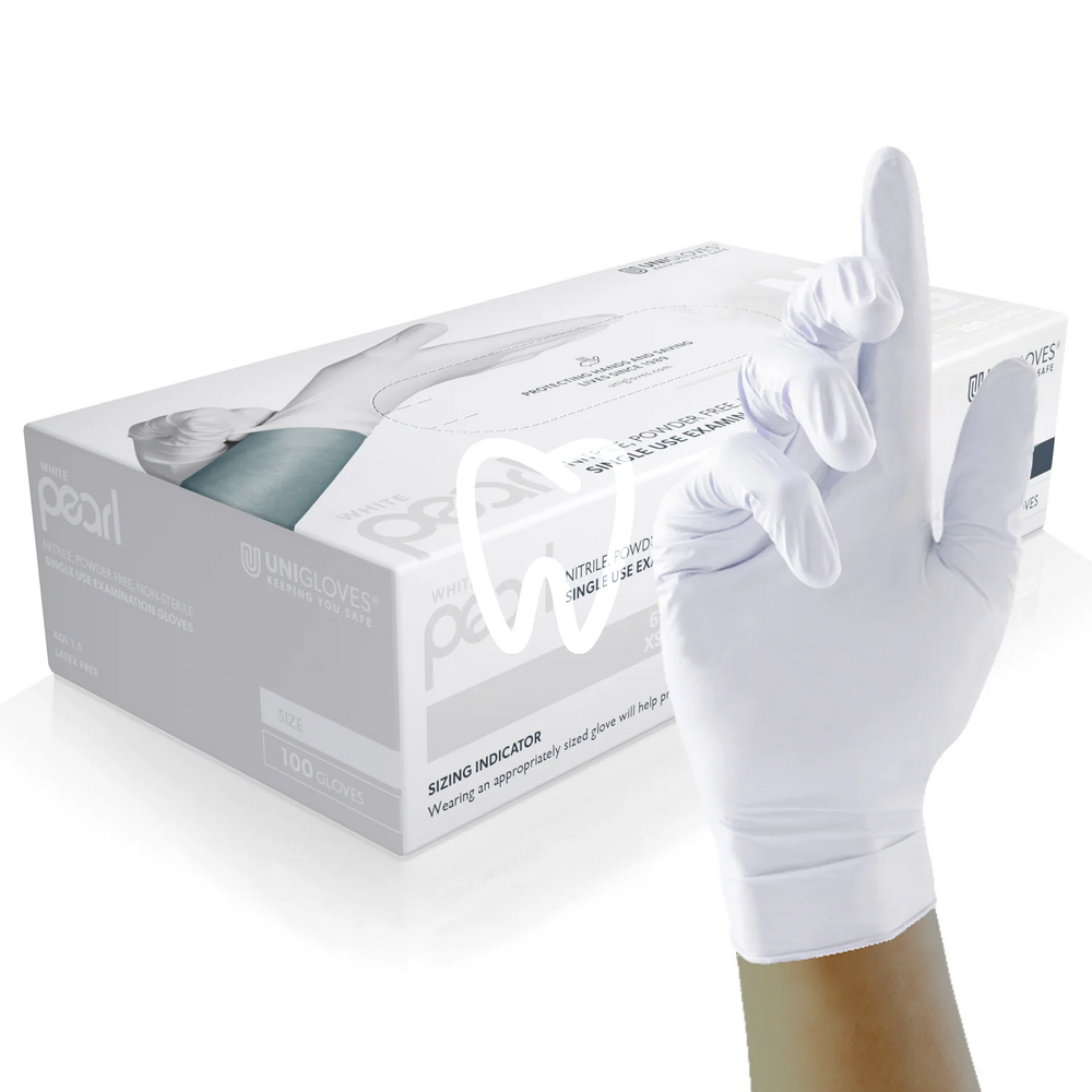 Nitril handschuhe pearl weiss m, 100st einwegartikel unigloves
