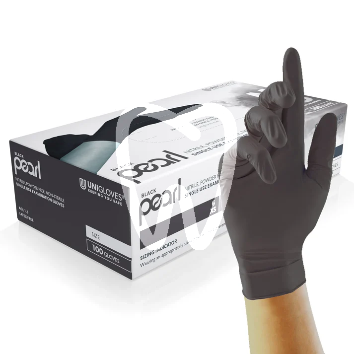 Gants nitrile pearl noir s, 100pcs usage unique unigloves