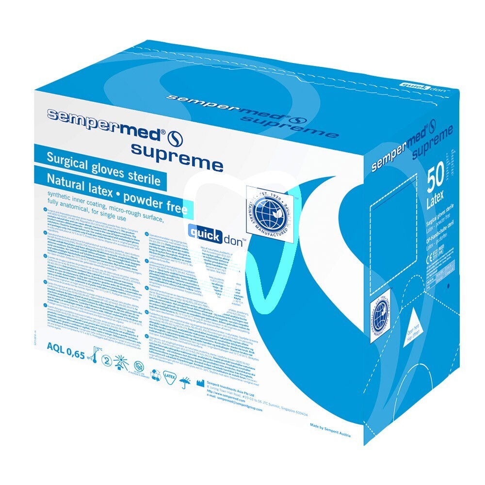 Gants sempermed supreme latex sterile t8,5 50p usage unique hartmann