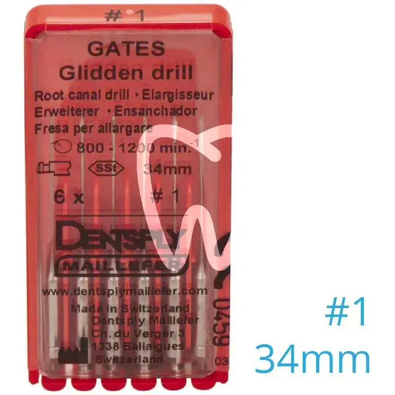 Gates bohrer 8 gr.1 34mm wkst 6st endo dentsply sirona