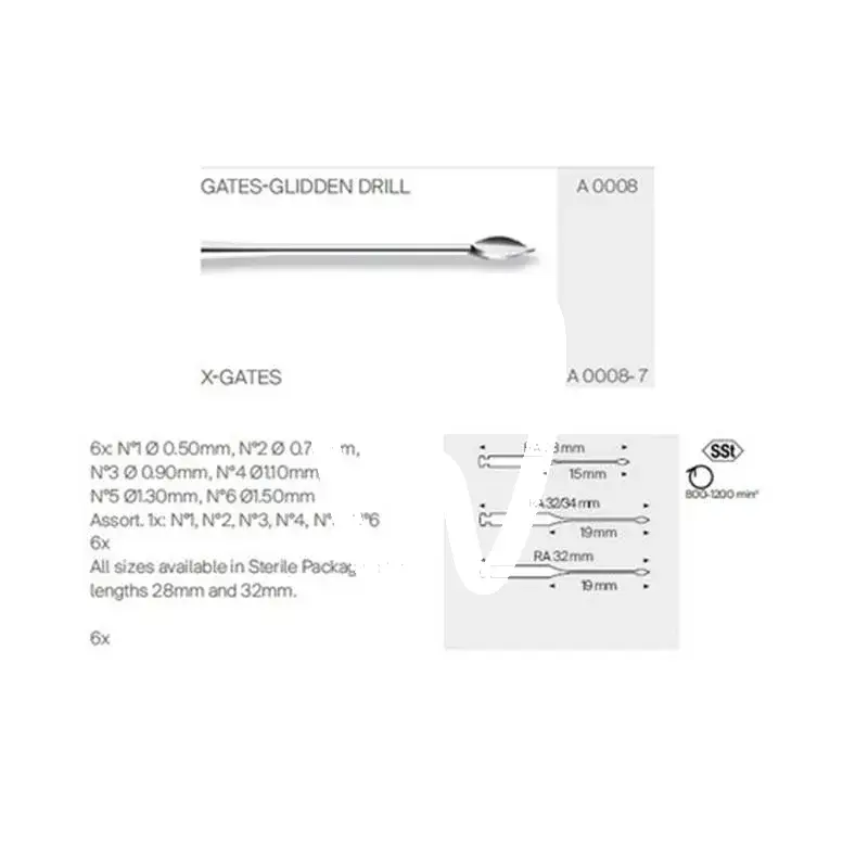 Gates bohrer 8 gr.2  34mm wkst 6st endo dentsply sirona