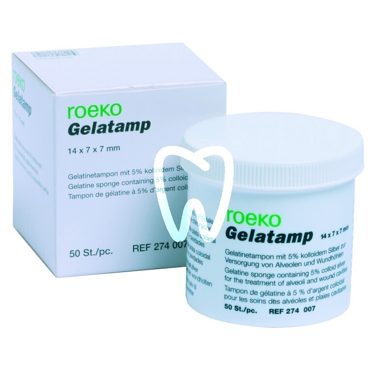 Gelatamp roeko - éponge hémostatique résorbable à la gélatine avec argent colloïdal, stérile, 14 x 7 x 7 mm, 50 pcs médicaments et technique dentaire roeko