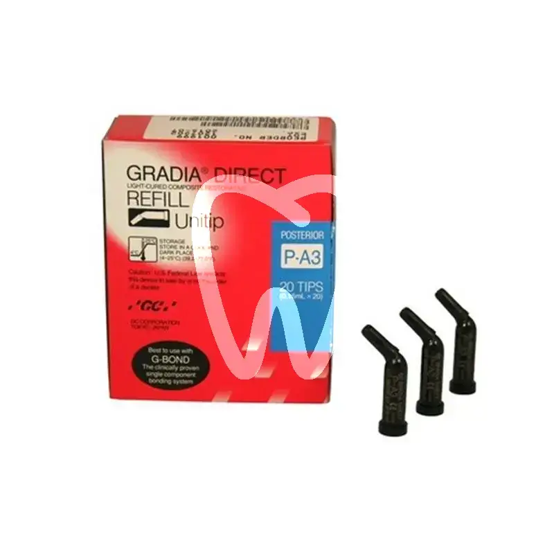 Gradia direct unitip p-a3, 20pcs 10000314 composites et accessoires gc