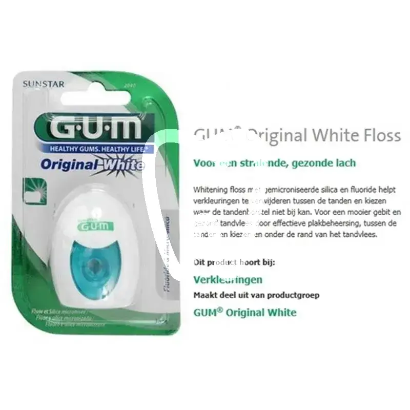 Gum original white floss gew. naf 30m prévention sunstar gum