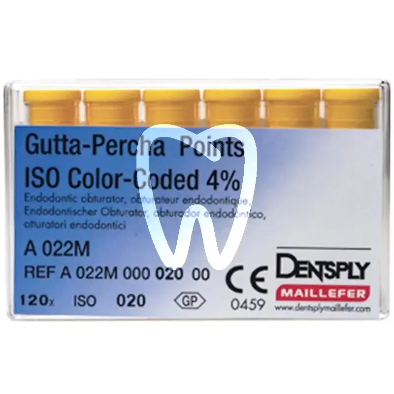 Guttapercha pointes coul. 22m .04/020 120pcs endodontie dentsply sirona