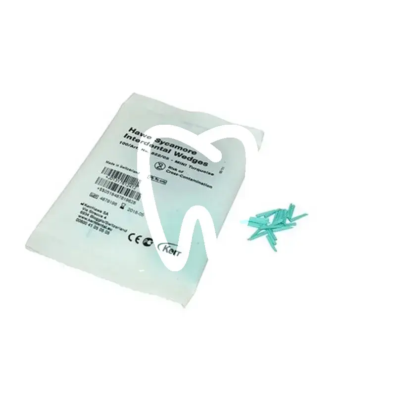 Hawe coins interdentaires en bois sycamore mini turquoise 822/05 – 100 pcs matrices et coins kerrhawe