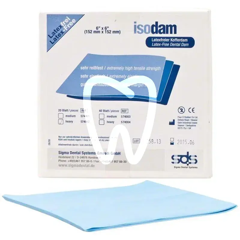 Isodam non-latex blue heavy x40st. digue sigma dental systems