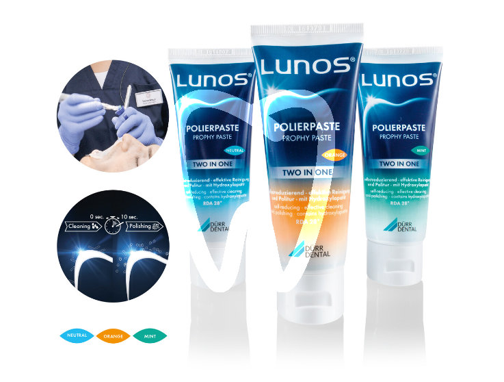 Lunos two in one – pâte de polissage dentaire à l’hydroxyapatite tube, 100g prévention durr