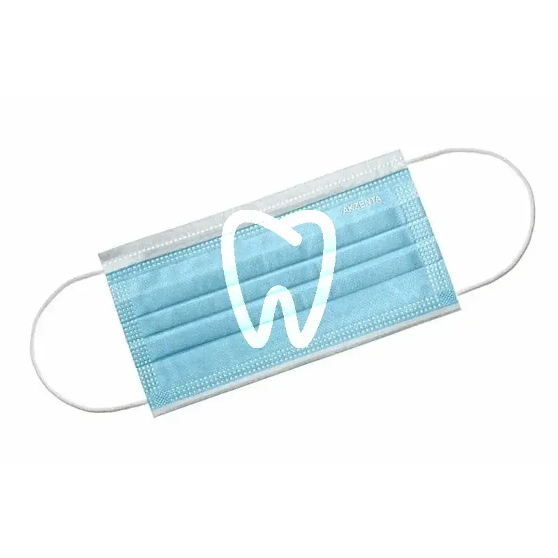 Masque chirurgical type iir bleu à lanières, 50 pcs usage unique akzenta