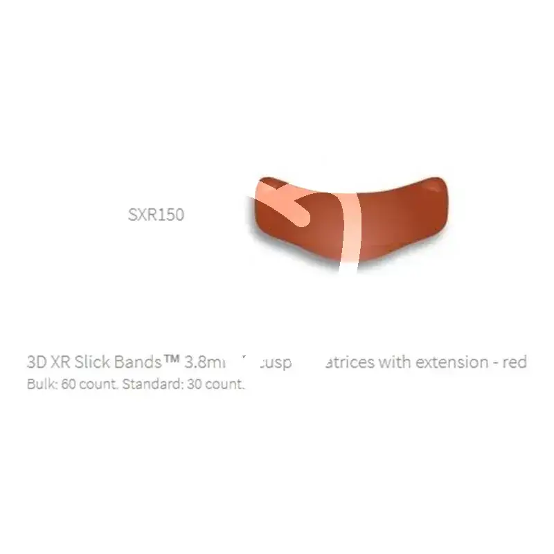 Matrices slick bands xr avec extension rouge - prémolaires (5,4mm) matrices et coins garrison