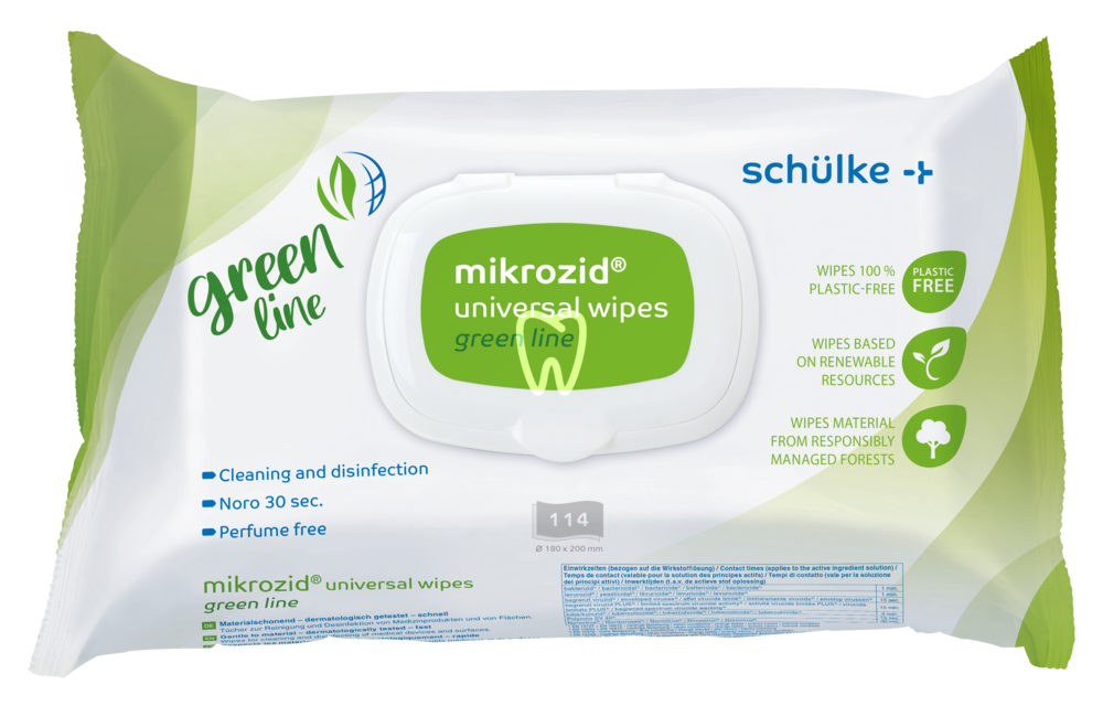 Mikrozid universal wipes green line, 114pcs nettoyage et désinfection schulke & mayr