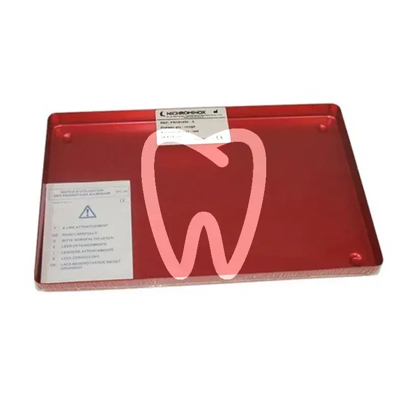 Plateau alu mini rouge non-perforé 18x14cm instruments nichrominox