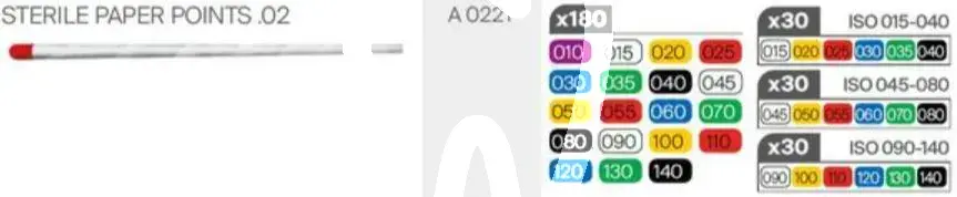 Pointes papier 22t 035 180st endodontie dentsply sirona