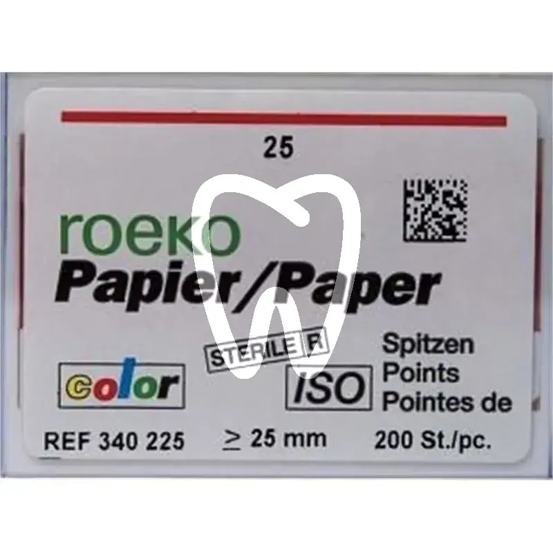 Pointes papier color iso  25 200pcs endodontie roeko