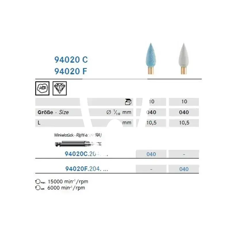 Polijstpoint ra 94020c/040 x10st. - 94020c204040 matériel de polissage komet