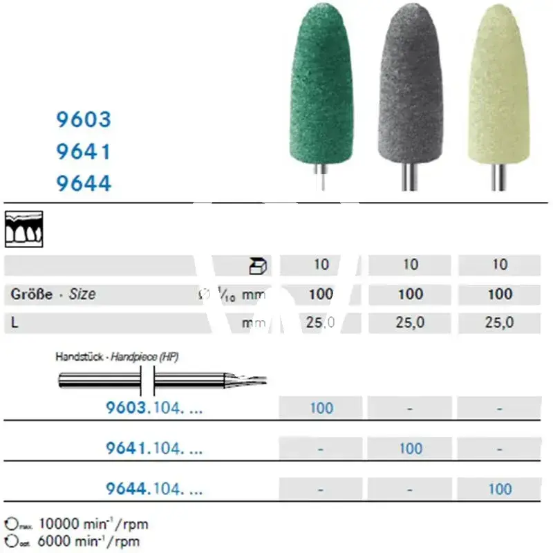 Polijstrubber groen hp 9603 x10st. - 9603.104.100 matériel de polissage komet