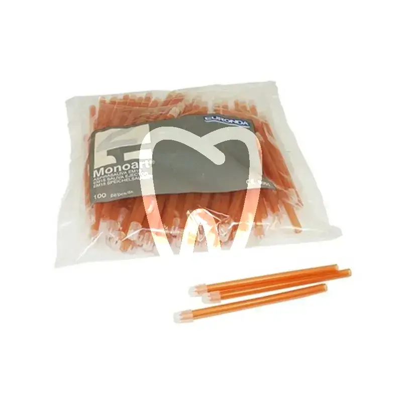 Pompes à salive monoart 12,5cm orange, 100pcs usage unique euronda