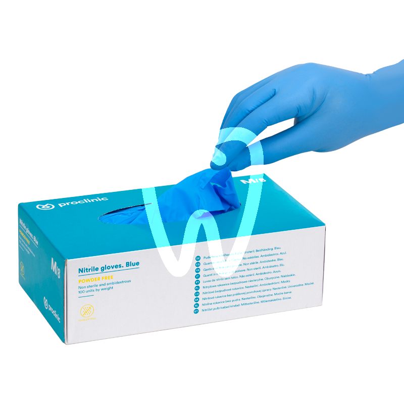 Proclinic gants nitrile bleus sans poudre, 100pcs usage unique proclinic