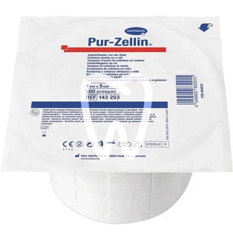 Pur-zellin – compresses de cellulose stériles 4 x 5 cm, 500 pcs usage unique hartmann