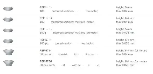 Quickmat matr.cervical sect. 0,025mm/6,4mm, 100pcs matrices et coins polydentia
