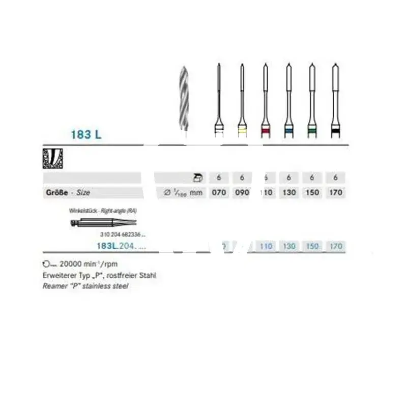 Reamer "p" 183l/070 ra x6st. wit - 183l.204.070 fraises komet