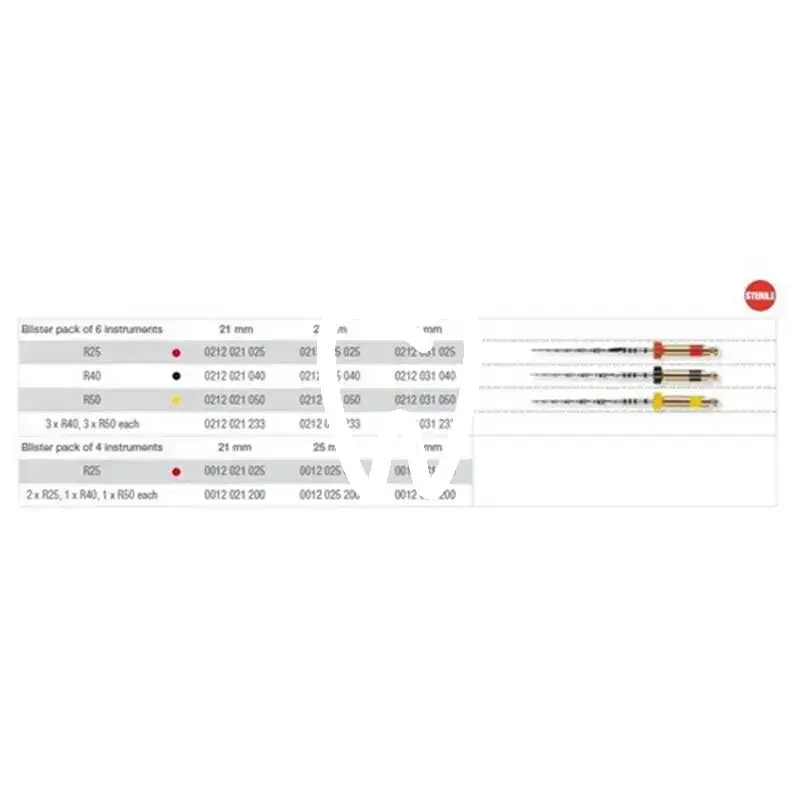 Reciproc – limes endodontiques en niti à mouvement réciproque, 31 mm, r25 / r40 / r50 et assortiment, 6 pcs endodontie vdw gmbh