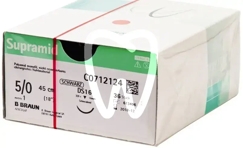 Supramid noir ds16 5/0 45cm 36pcs chirurgie b.braun medical