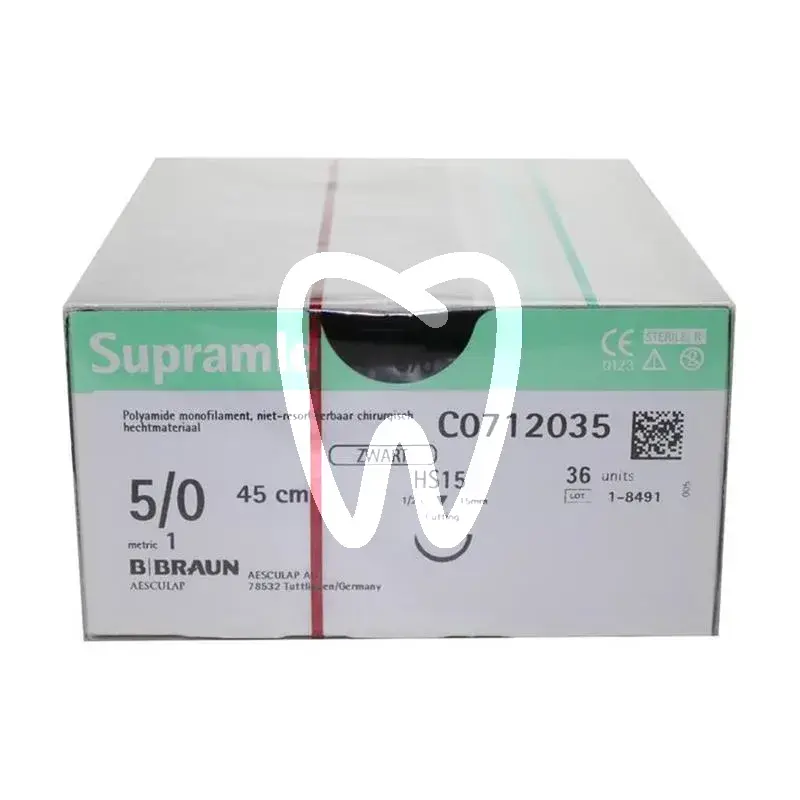 Supramid noir hs15 5/0 45cm 36pcs chirurgie b.braun medical