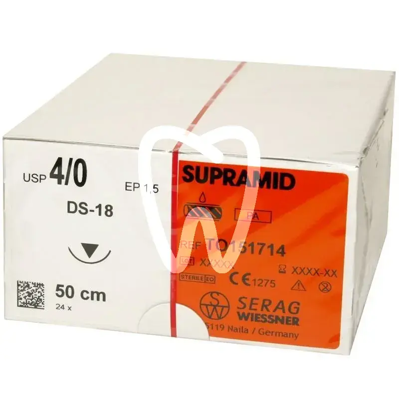 Supramid schwarz 4/0 ds-18 24pcs chirurgie serag wiessner