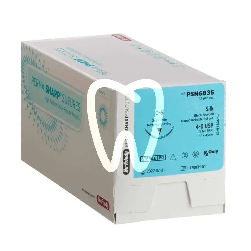 Suture soie 3/0 aiguille c-6 inverse 3/8c de 23mm, 45cm chirurgie hu friedy