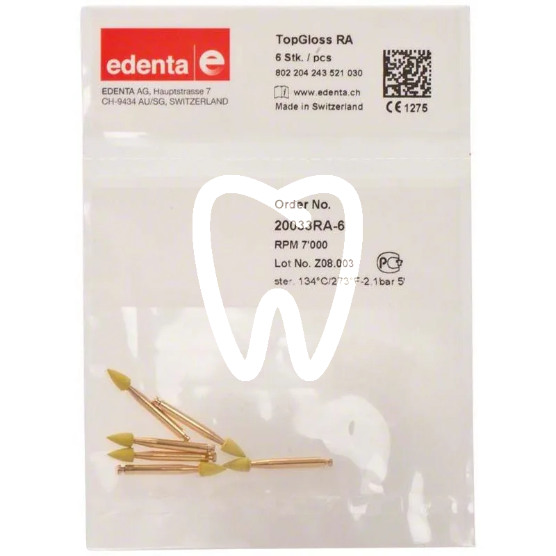 Topgloss pointe 20033-ra x6 pcs matériel de polissage edenta
